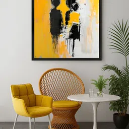 999Store Yellow & White Abstract Canvas Wall Art-image-88