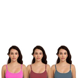 Women Cotton Pink,Maroon,Dark Green Non Padded Non-Wired Lingerie Bra Sport wear Gym Crop Tank Top-55