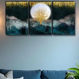 Aura Gold And White 3 Piece Abstract Wood Wall Art-78
