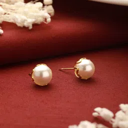 SARAF TRENDZ Gold-Plated Anti-tranish Pearls Studded Studs Earrings-36