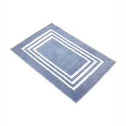 Encasa Homes Blue & White Printed 210 GSM Microfibre Rectangular Bath Rug-7