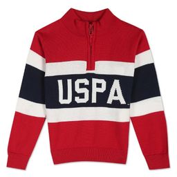 US Polo Assn Knitted Full Sleeves Sweater with Text Design - Medium Red-picture-16