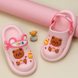 Yellow Bee Bear & Honey Applique Detailed Clogs - Pink-picture-23