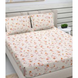 FABINALIV Multicolor Floral 300 TC Cotton Blend King Size Double Bedsheet with 2 Pillow Covers-picture-26