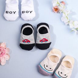KIDLINGSS Pack Of 3 Car Smile & Boy Printed Loafer Socks - Multicolour-image-42