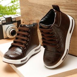 Tiny Bugs Solid Ankle Length Lace Up Boots - Brown-image-48