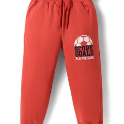 Taeko Looper Knit Full Length Lounge Pant with Text Print - Red-picture-2