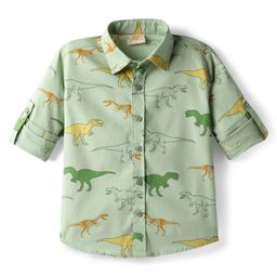 Rikidoos Full Sleeves Dinosaurs Printed Shirt - Pista Green-picture-25