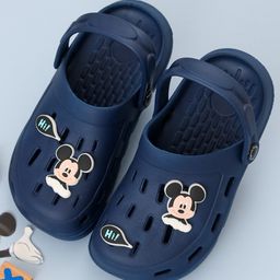 Yellow Bee Disney Solid Perforated Clogs With Mickey Mouse Charms - Navy Blue-picture-40