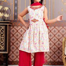 Aarika Girls Floral Printed Pleated Beads and Stones Kurta with Sharara & With Dupatta-picture-32