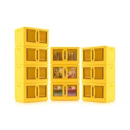 Aura Yellow & Black 10 Pieces Double Door Storage Box With Lid-11