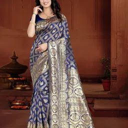 KALINI Woven Design Zari Silk Blend Kanjeevaram Saree-image-82