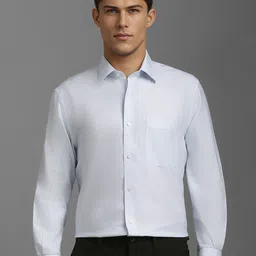 Louis Philippe Men Classic Spread Collar Solid Cotton Formal Shirt-picture-4
