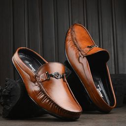 Azzaro Black Men Tan Textured Loafers-picture-29