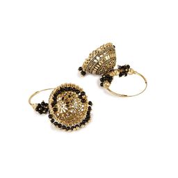 ANIKAS CREATION Black & Gold-Plated Enamelled Dome Shaped Jhumkas image 2