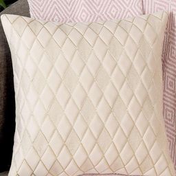 Cream Color Diamond Shaped Embroidered Design, 1 Piece Velvet Cushion Cover-18