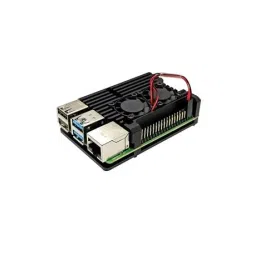 Black Aluminum Heat Sink Case with Double Fans for Raspberry Pi 4 Model B image 2