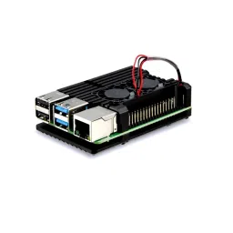 Black Aluminum Heat Sink Case with Double Fans for Raspberry Pi 4 Model B-4
