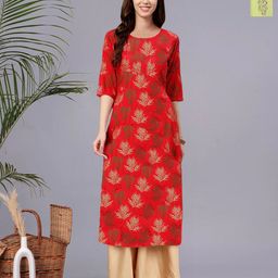 HERE&NOW Women Ethnic Motifs Printed Crepe Kurta-image-81