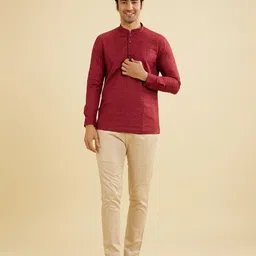 Manyavar Geometric Printed Mandarin Collar Straight Short Kurta-picture-22