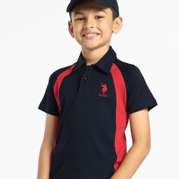 U.S. Polo Assn. Kids Boys Colourblocked Polo Collar Cotton T-shirt-picture-35