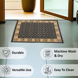 Kuber Industries 3-Pcs Grey & Beige Cross Tee Rectangular Anti-Skid Doormats image 5
