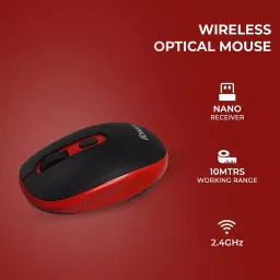 Foxin FWM-9099 Vibrant Red Wireless Optical Mouse with Nano Receiver image 2