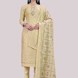 HERE&NOW Floral Embroidered Sequinned Banarasi Jacquard Unstitched Dress Material-image-50