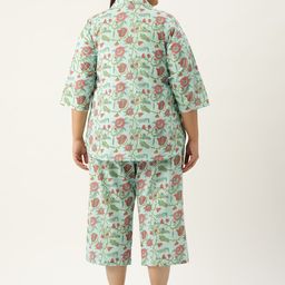 theRebelinme Plus Size Printed Cotton Shirt with Capris image 5