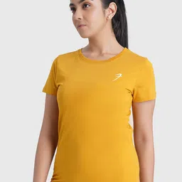 FUAARK Women Stretchex Solid Round Neck Cotton Slim Fit T-shirt-25