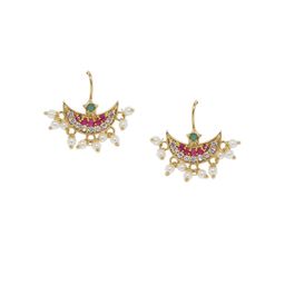 Anouk Gold-Plated Cubic Zirconia Studded Crescent Shaped Chandbalis image 4