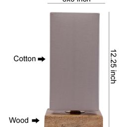 Devansh Grey & Gold-Toned Solid Column Table Lamp with Shade image 3