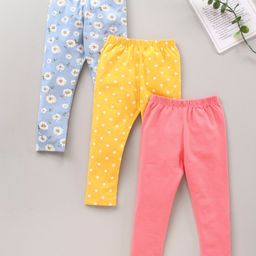 Babyhug Full Length Knit Lycra Stretchable Leggings Printed & Solid Pack of 3- Multicolor-image-21