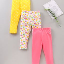 Babyhug Full Length All Over Print Leggings Pack of 3 - Multicolor-image-34