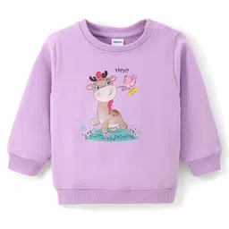 Babyoye Brushed Fleece Eco-Conscious Sweatshirt With Giraffe Print - Purple-picture-38