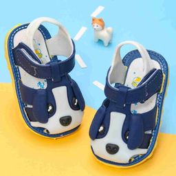 Yellow Bee Dog Face Design Velcro Closure Sandals -  Navy Blue &  White-image-31