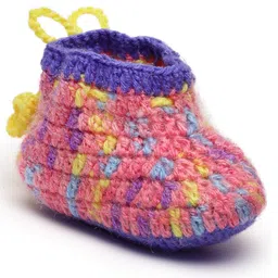 MayRa Knits Colour Blocked Hand Knitted Booties - Pink-picture-37