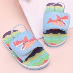 Babyoye Flip Flops with Back Strap & Shark Print - Multicolor-picture-20