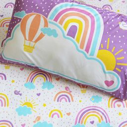 SilverLinen Over the Rainbow Single Bedsheet with One Pillow Cover -Multicolour-28