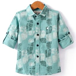 JASH KIDS Cotton Knit Full Sleeves Abstract Printed Shirt - Mint Green-image-54