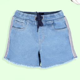 Kiddopanti Denim Hem Distressed & Taped Shorts - Light Blue-image-64