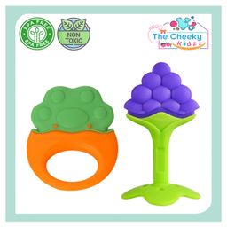 The Cheeky Kidzz Pack of 2 Baby Soft Silicone Teethers Colorful Chew Toy for Teething Pain Relief for Newborns BPA Free 6 to 12 Months (GREEN)-20