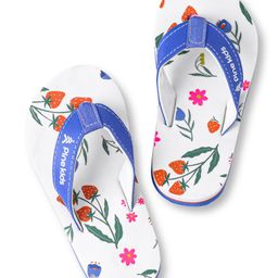 Pine Kids Slip On Flip Flops with Floral Print - White & Blue-image-9