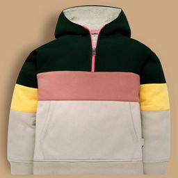 Cherry Crumble By Nitt Hyman Knit Full Sleeves Colour Blocked Light Winter Hooded Sweatshirt - Multi Colour-picture-43