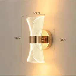 GAUVIK Gold-Toned Printed Acrylic Abstract 3 Different Color Mode Changing Led Wall Lamp image 4
