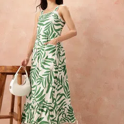 all about you Floral Printed Pure Cotton Maxi Dress With Pockets & Lace Edges-image-23