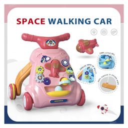 Fiddlerz Baby Walker Toy with Music and Lights Adjustable Handle Multifunction Activity Panel Push Ride-On Car for Toddlers Early Learning Walking Support 12+ Months - (Pink) image 2