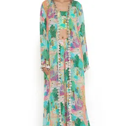 Payal Singhal Conversational Printed Georgette Top With Palazzos & Jacket-33