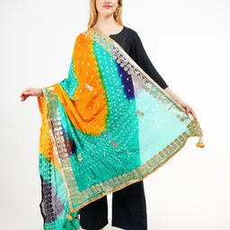 Karthav Fashion Bandhani Printed Gotta Patti Silk Dupatta-29