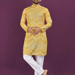 Leipzig Fashion Men Yellow Viscose Rayon Kurtas-picture-40